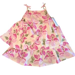 CARTER'S NWT Pink Floral Sundress And Matching Sun Hat Set